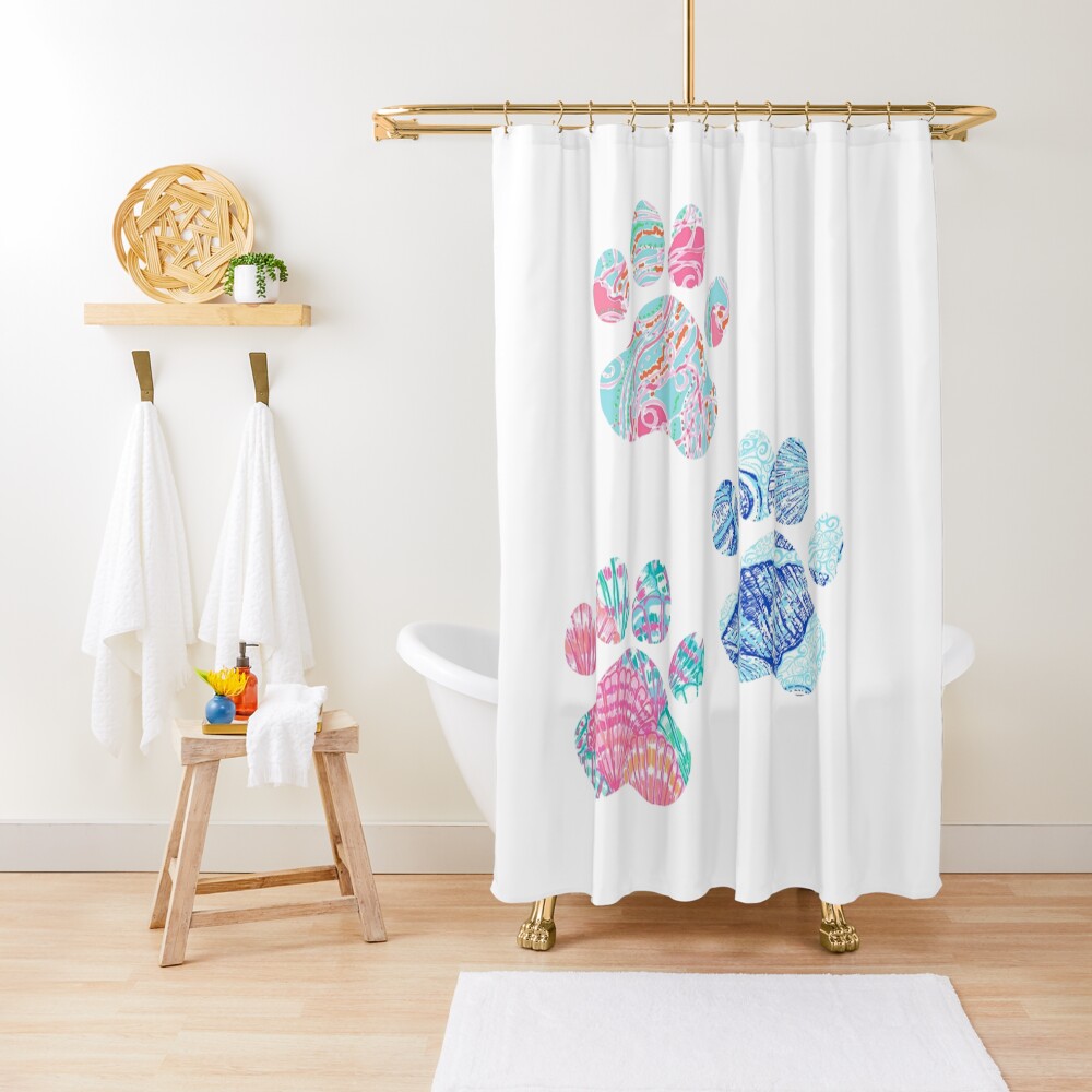 "Preppy Paw Print Trio" Shower Curtain for Sale by annmariestowe