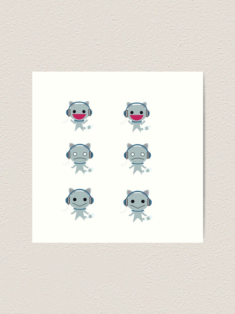 "yakuza karaoke cat (hitonyan) sticker pack" Art Print for Sale by hitonyan Redbubble