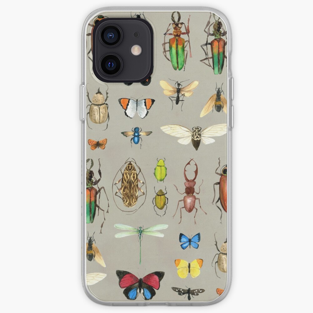 The Usual Suspects - Insects on grey - watercolour bugs pattern by Cecca Designs iPhone Case & Cover