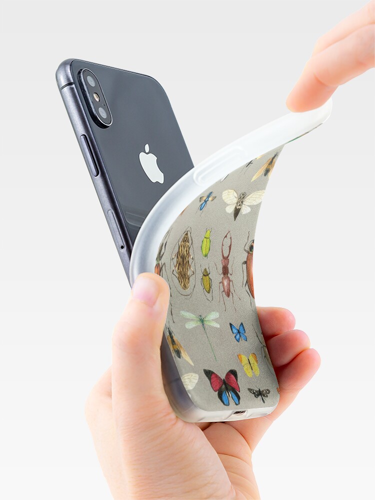 Alternate view of The Usual Suspects - Insects on grey - watercolour bugs pattern by Cecca Designs iPhone Case & Cover