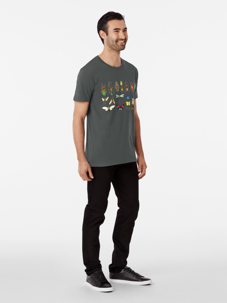 Alternate view of The Usual Suspects - Insects on grey - watercolour bugs pattern by Cecca Designs Premium T-Shirt