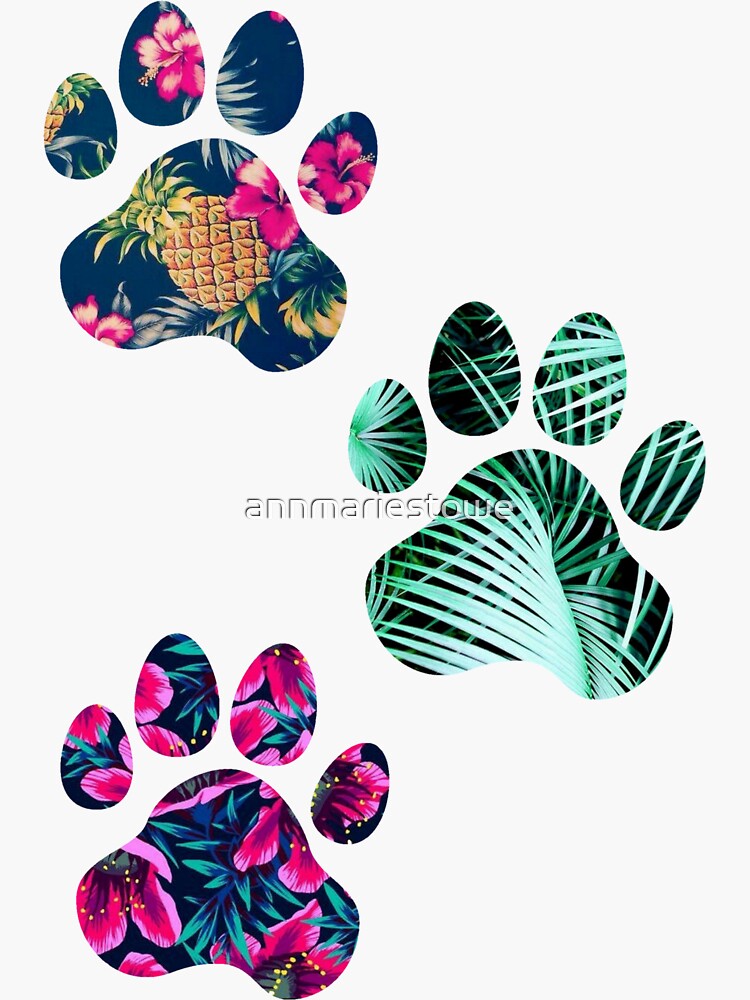 Tropical Paw Print Trio by annmariestowe