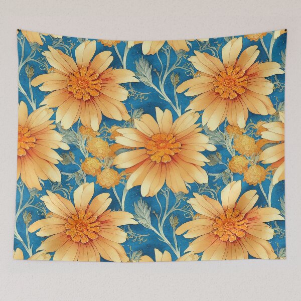 Item preview, Marigold Flowers Pattern Print designed and sold by ThePurpleMelon.