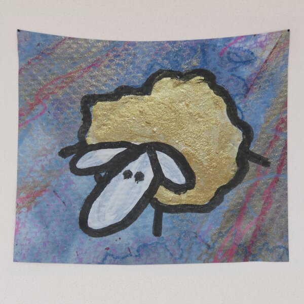 Item preview, UnFolding the Ewe-niverse #10 mixed media and ink painting of sheep designed and sold by ChillonLeachArt.
