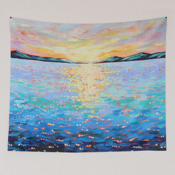 Item preview, Sparkling Dawn Sea Painting designed and sold by EveiArt.