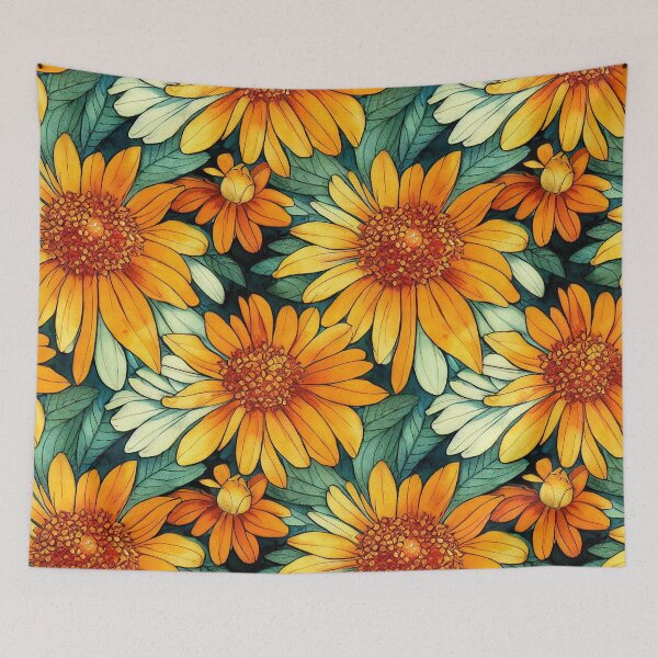 Item preview, Marigold Flowers Pattern Print designed and sold by ThePurpleMelon.