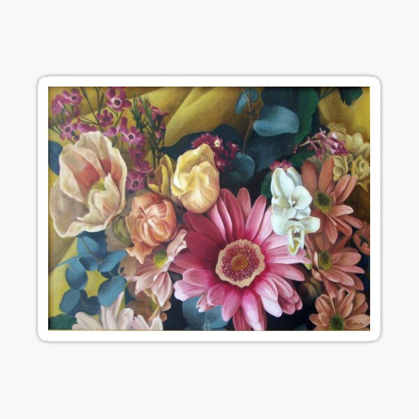Flowers (small print) Oil Painting by Avril Thomas - Adelaide / South Australia Artist Sticker