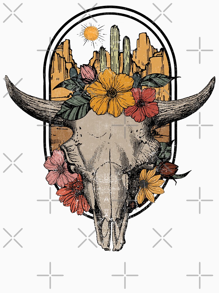 cow skull with flowers shirt