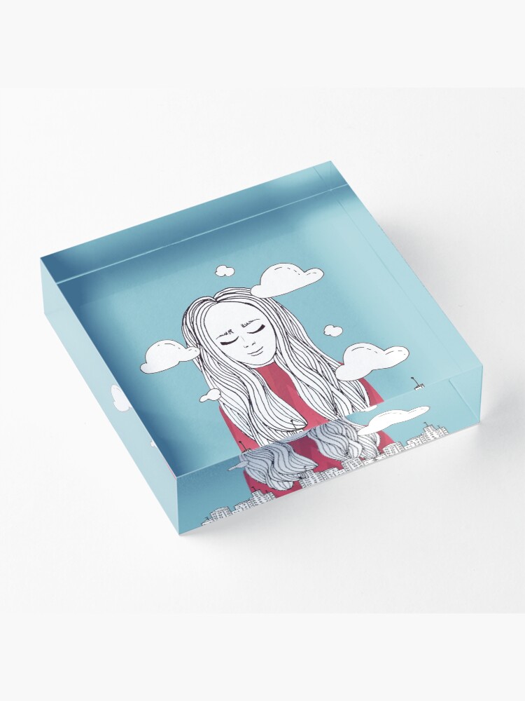 Alternate view of Daydreaming - Head in the clouds Acrylic Block