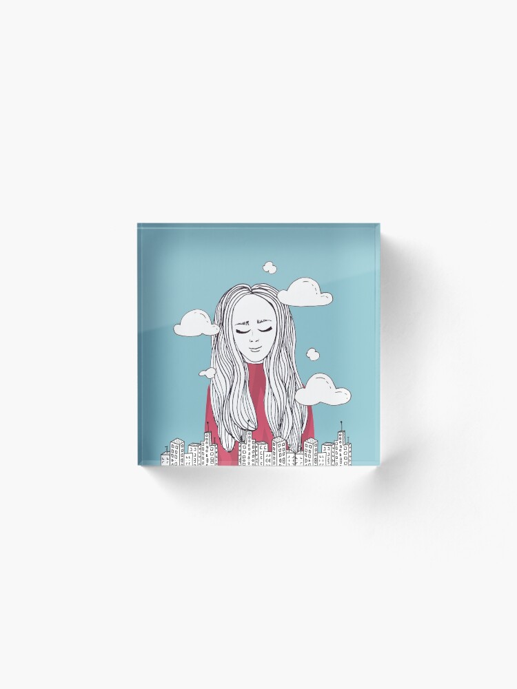 Alternate view of Daydreaming - Head in the clouds Acrylic Block