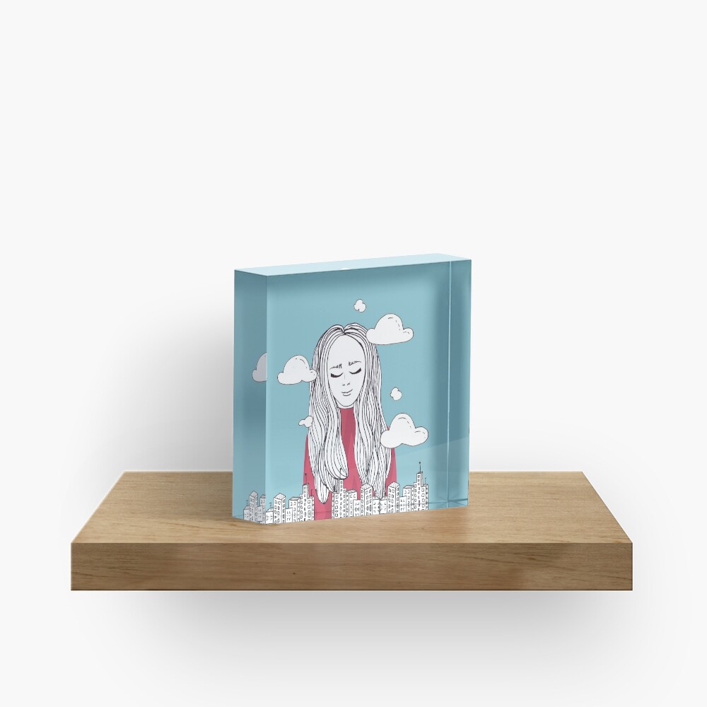 Daydreaming - Head in the clouds Acrylic Block