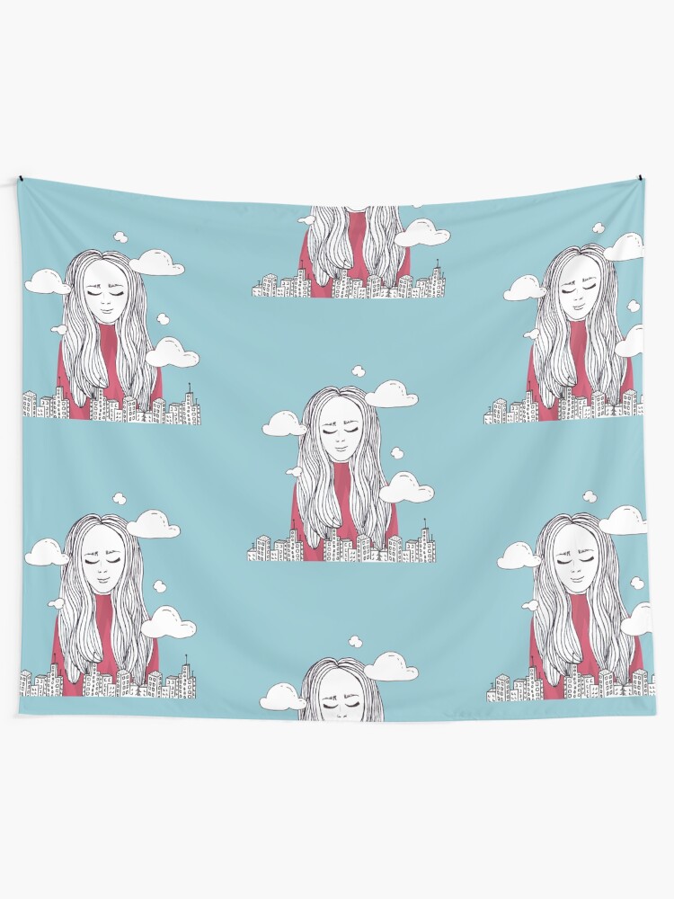 Alternate view of Daydreaming - Head in the clouds Tapestry