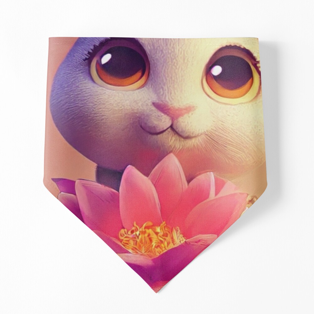 Cartoon Fluffy Baby Bunny Girl With Big Eyes And A Pink Flower, Cartoon  Illustration Stock Photo, Picture and Royalty Free Image. Image 191978591.