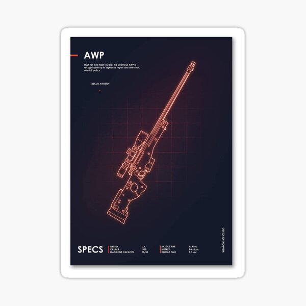 AWP Sniper Gun Specs poster CsGo Sticker