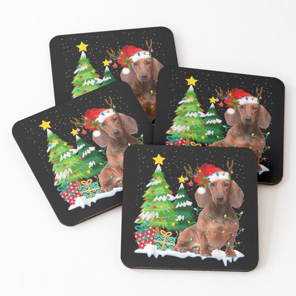 Item preview, Dachshund Dog Santa Hat Reindeer Christmas Lights designed and sold by Staroverovsemyo.