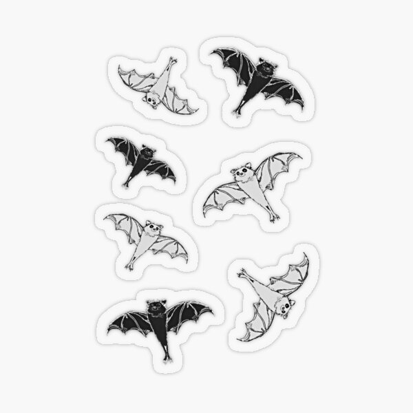 Item preview, sticker set | 7 cute flying bats from my drawing | repeating pattern | Halloween designed and sold by DigitalEurydice.