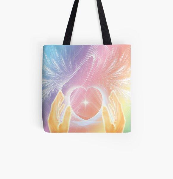 Healing with Angels and Rainbows All Over Print Tote Bag