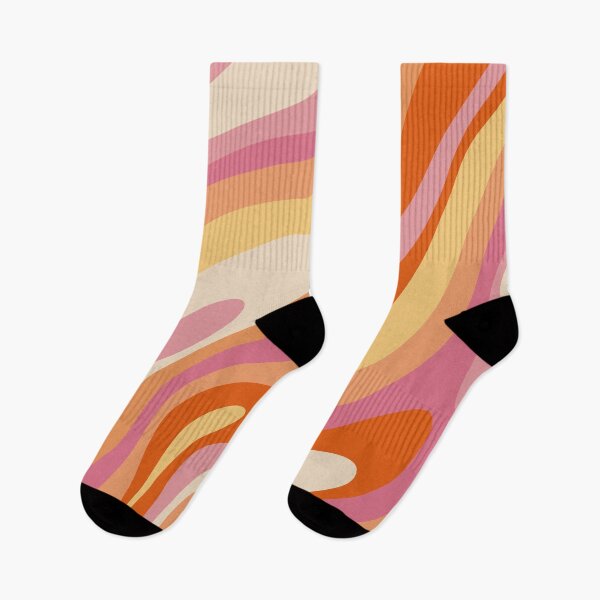 Item preview, Wavy Loop Stripes Retro Modern Abstract Pattern 2 Thulian Pink Orange Yellow Cream designed and sold by kierkegaard.