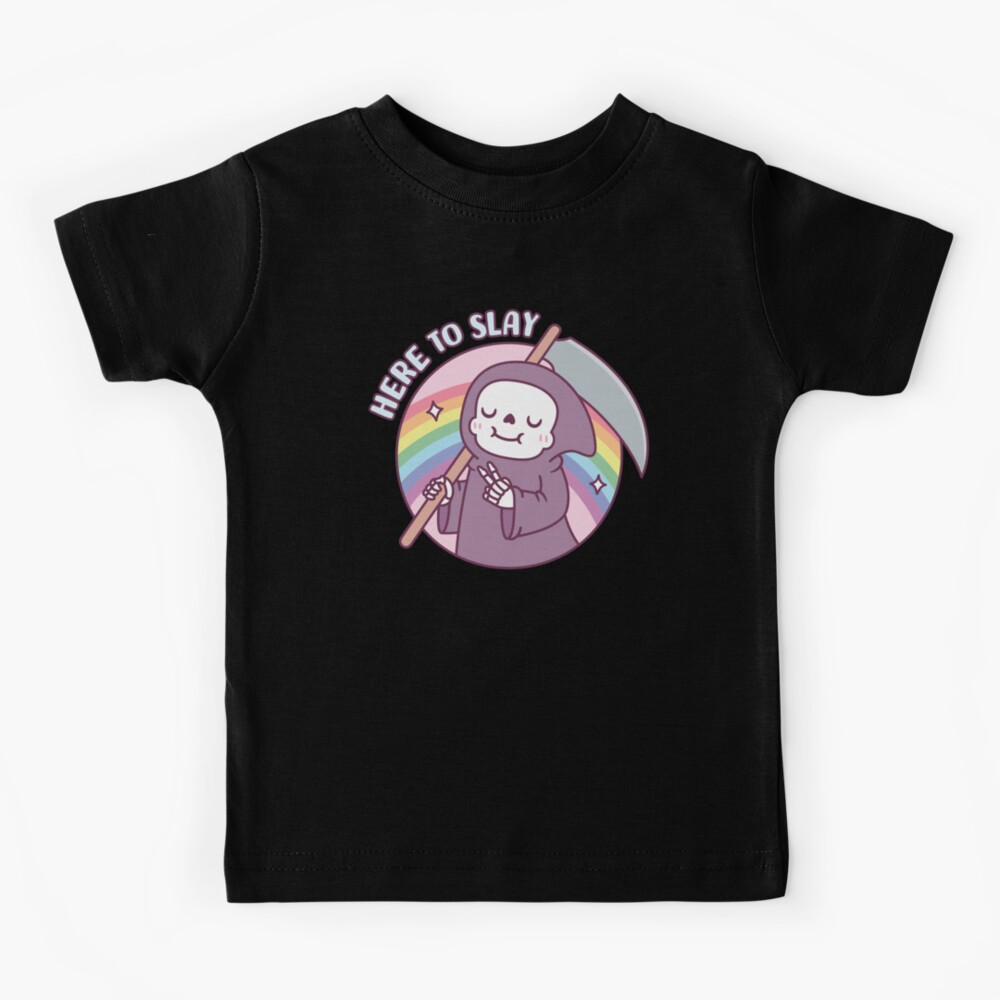 Cute Grim Reaper Here To Slay Funny Kids T-Shirt for Sale by
