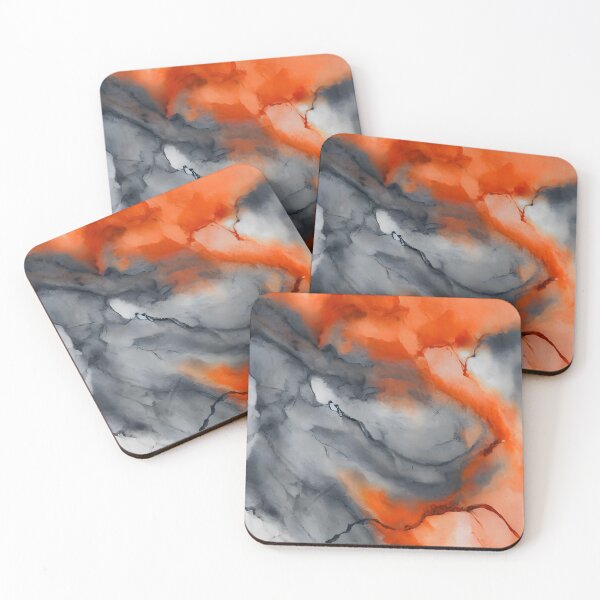Item preview, Ethereal Water Muted Grey & Bright Orange Abstract Art designed and sold by Digital-Davinci.