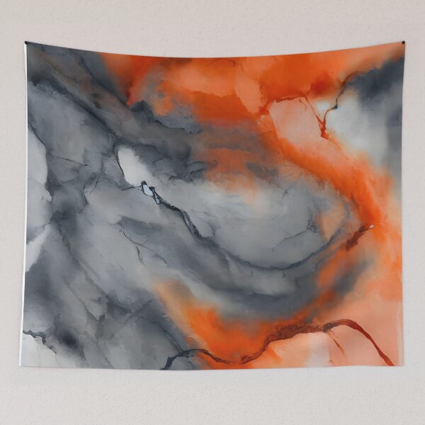 Item preview, Ethereal Water Muted Grey & Bright Orange Abstract Art designed and sold by Digital-Davinci.