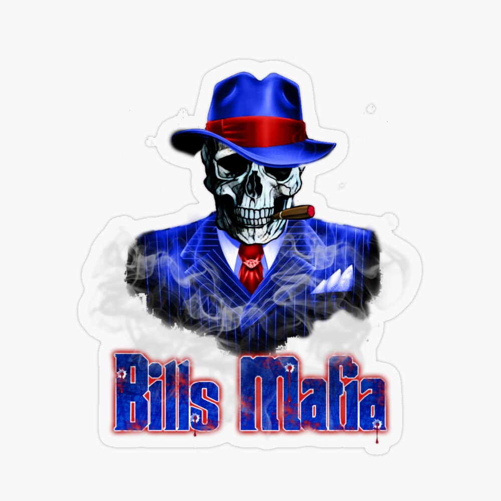 Buffalo Bills Bills Mafia Skull with Fedora Hat & Tommy Guns type  Die-cut MAGNET