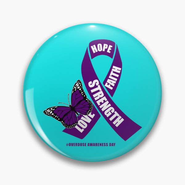 Item preview, Overdose Awareness Day Stop Overdose - support for OA ilness,ribbon purple butterfly    designed and sold by rhinosaurandfun.