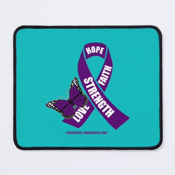 Item preview, Overdose Awareness Day Stop Overdose - support for OA ilness,ribbon purple butterfly    designed and sold by rhinosaurandfun.