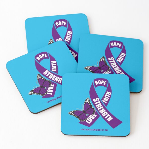Item preview, Overdose Awareness Day Stop Overdose - support for OA ilness,ribbon purple butterfly    designed and sold by rhinosaurandfun.