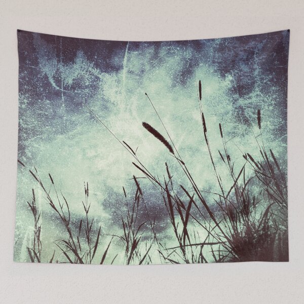 Item preview, Tall Wild Grass on Moody Grunge Style Scratched Marble Look Surface Background designed and sold by Beachy.