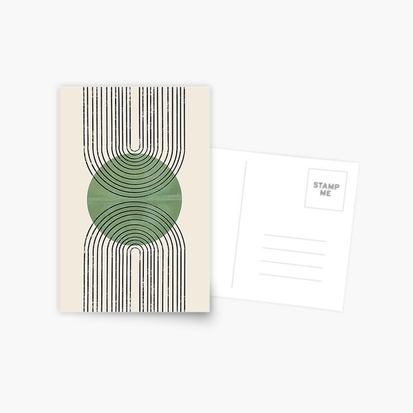 Item preview, Modern Contemporary Composition Minimalist Sunrise Abstract Flow Poster Arch Balance Green Sun Rainbow Mid-Century lines Boho Geometric  designed and sold by thanyaj.