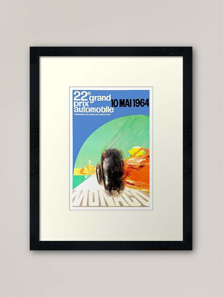 Alternate view of 1964 Monaco Grand Prix Automobile Race Poster Framed Art Print