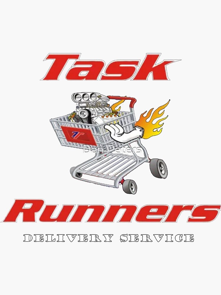 "Task Runners Delivery Service Logo " Sticker for Sale by djp98 Redbubble