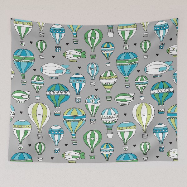 Item preview, Hot Air Balloons & Zeppelin - Grey designed and sold by Rainbows Galore.