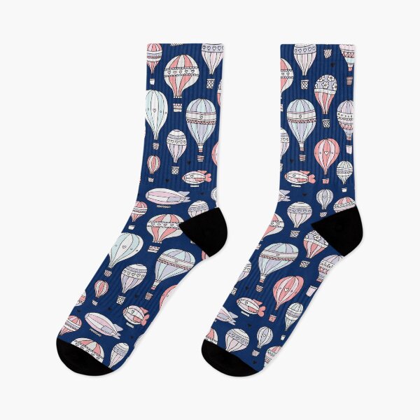 Item preview, Hot Air Balloons & Zeppelin - Navy designed and sold by Rainbows Galore.