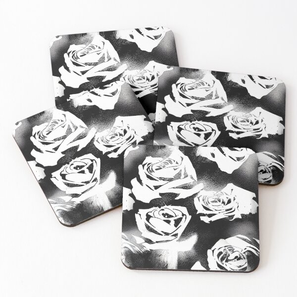Item preview, Black and White graffiti roses pattern designed and sold by patterncrow.