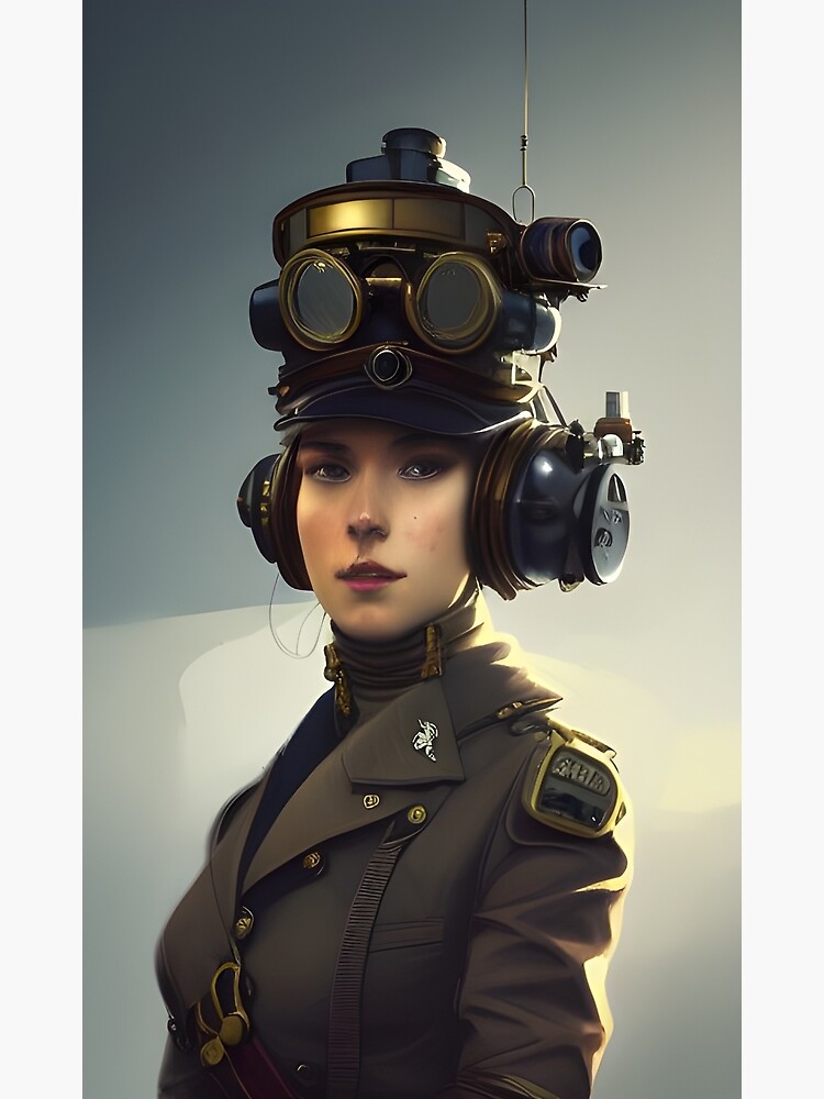 Gorgeous blonde steampunk lady Officer in Military Uniform | Poster