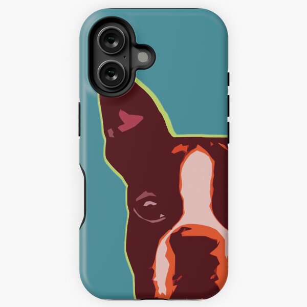 Vista previa del artículo con la obra «Boston Terrier cara pop art en naranja - Boston Terriers», diseñado y vendido por smooshfaceutd.