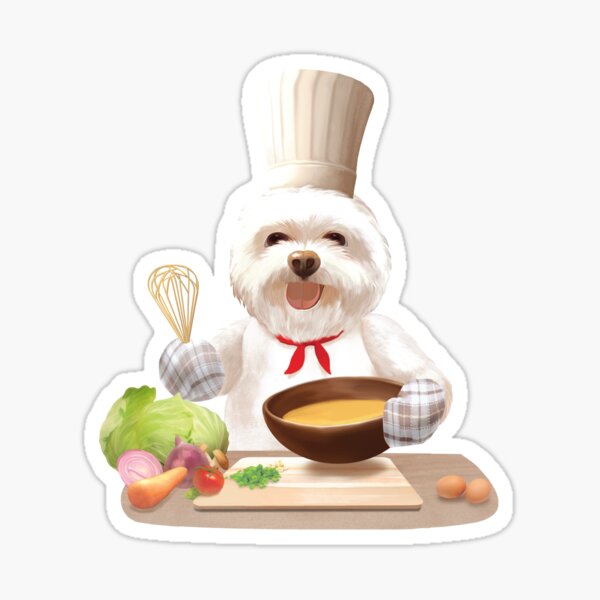 Dog In Chef Hat Cooks Soup Sticker