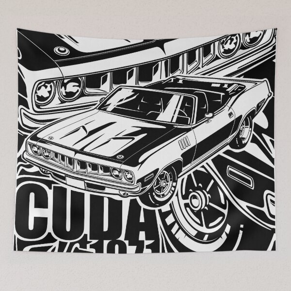 Item preview, Illustration Artwork Plymouth Barracuda - Hemi Cuda - Muscle car - USA 1971 Illustration designed and sold by SketchNinja.