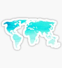 blue watercolor world map Sticker