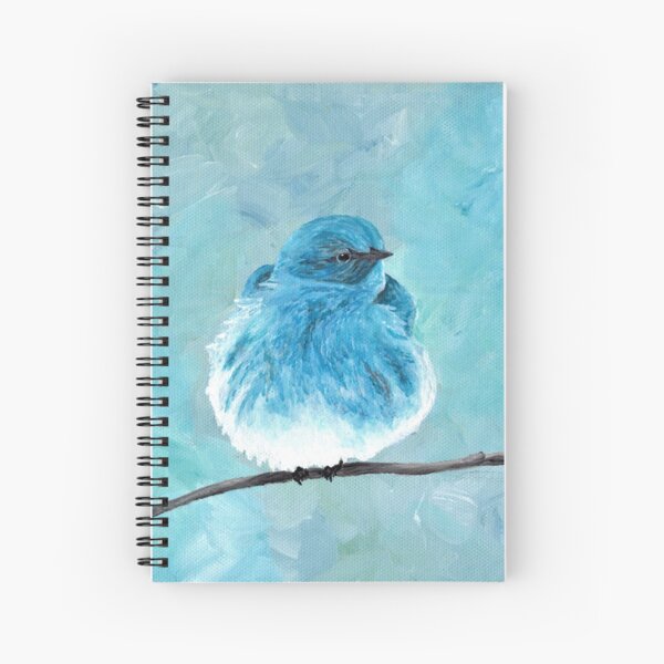 Mountain Bluebird on a Branch, Acrylic Art, Painting, Anne Hockenberry Spiral Notebook