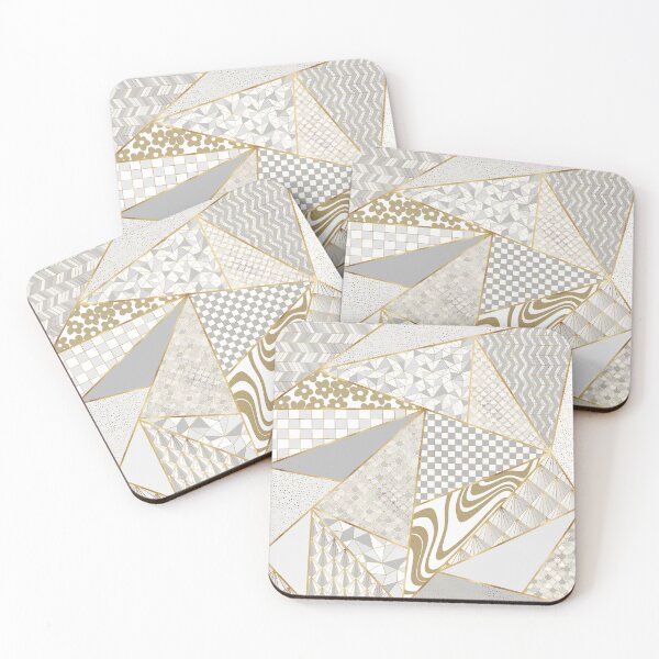Item preview, Modern Gold White Triangles Geometric Pattern designed and sold by InovArtS.