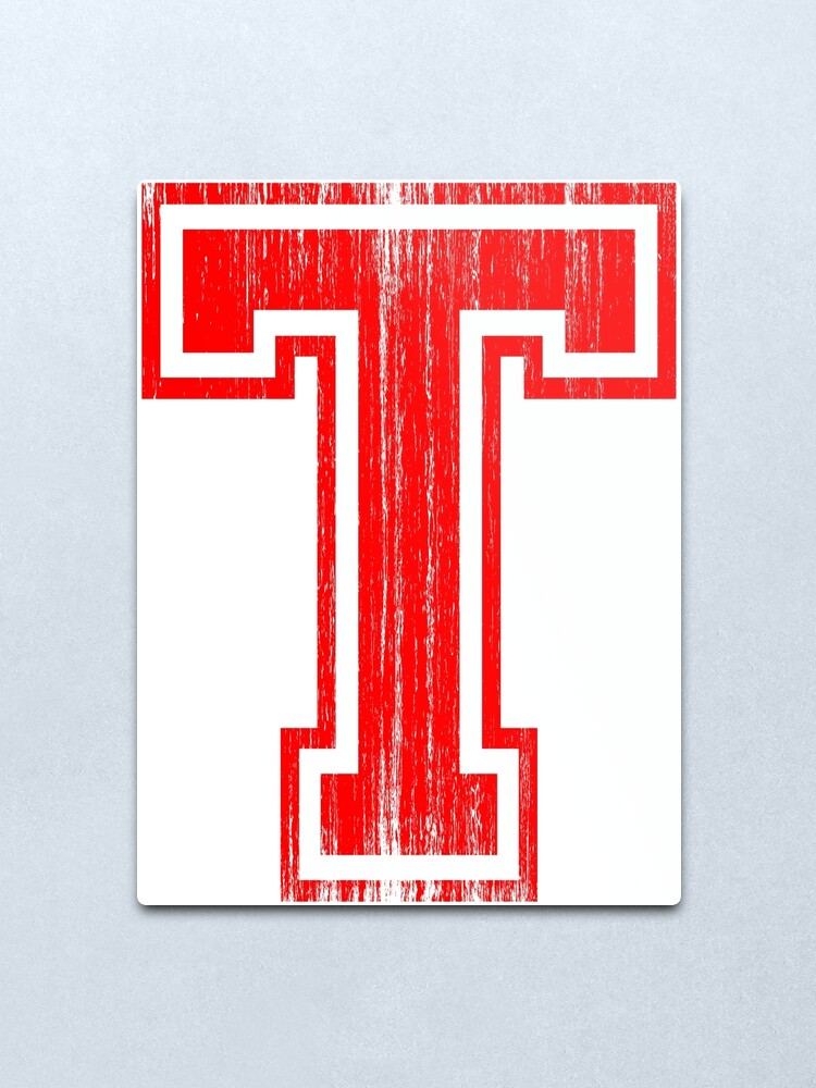 big red letter t metal print by adamcampen redbubble