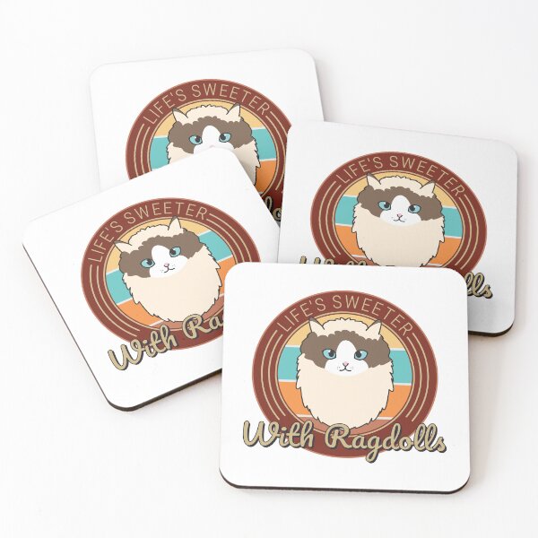 Item preview, Life's Sweeter With Ragdolls Cute and Funny Ragdoll Cat Quote Circular Retro Design designed and sold by thecatcouch.