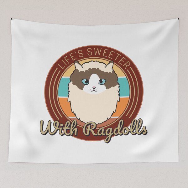 Item preview, Life's Sweeter With Ragdolls Cute and Funny Ragdoll Cat Quote Circular Retro Design designed and sold by thecatcouch.