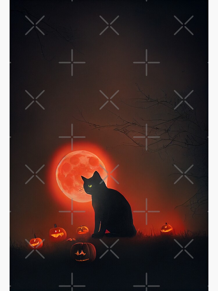 "Black Cat full moon" Sticker for Sale by AjummaDesign Redbubble