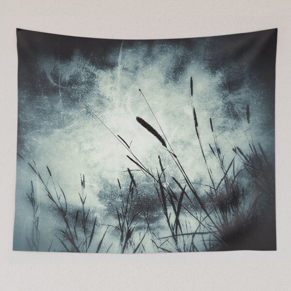 Item preview, Dramatic Dark Mysterious Grungy Moody Sky and Countryside Aesthetic Wild Grasses designed and sold by Beachy.