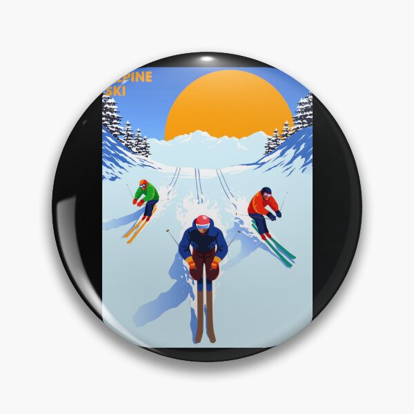 Item preview, Alpine Ski Art Print With Sun designed and sold by plyslimmeri.