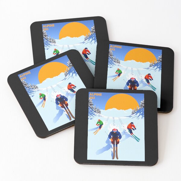 Item preview, Alpine Ski Art Print With Sun designed and sold by plyslimmeri.